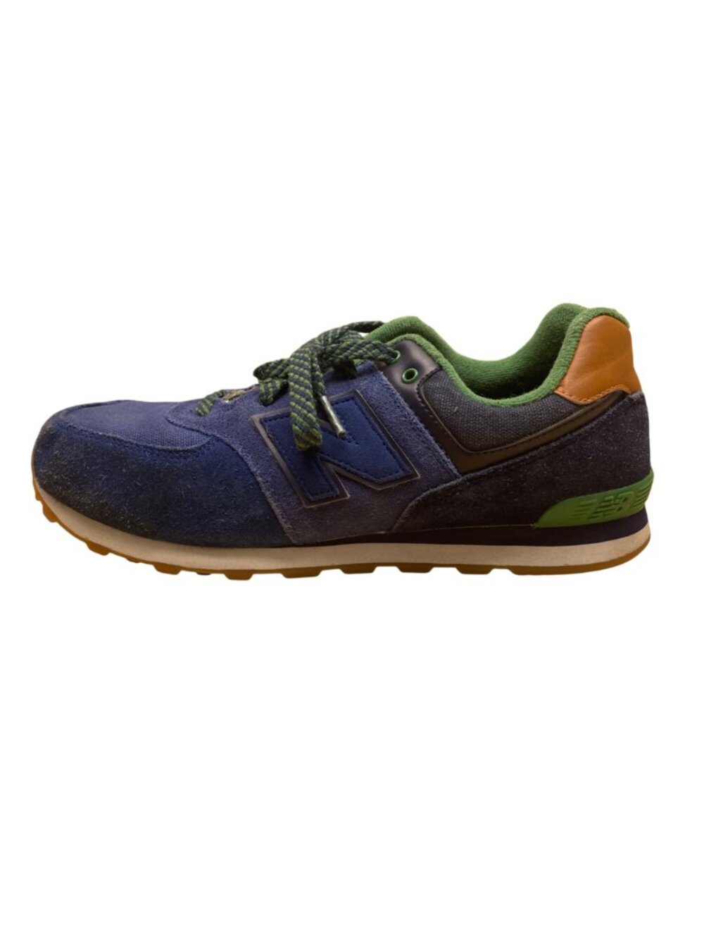 New Balance Boys Blue/Green Suede Lace-Up 574 Athletic Sneakers Size 7 - Picture 3 of 8